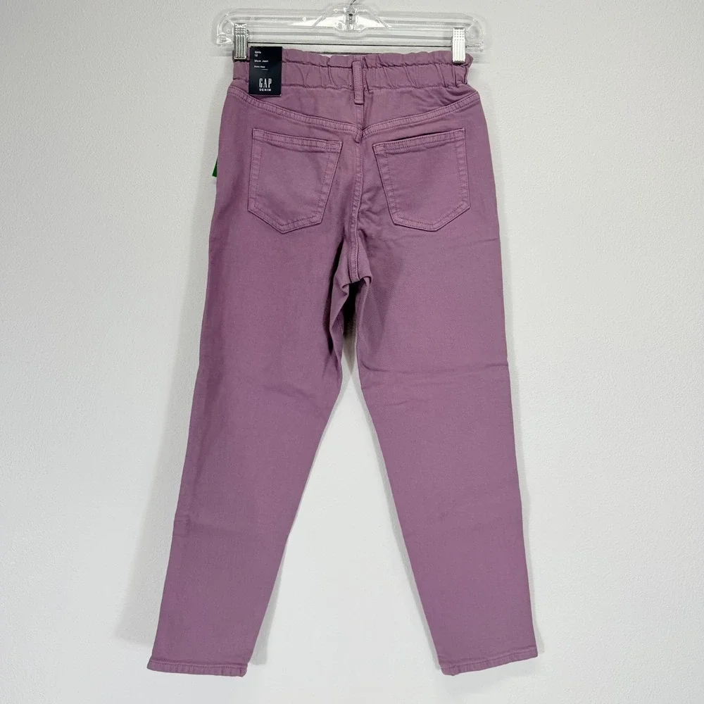 GAP NWT Girls High-Rise Elastic Paperbag Waist Denim Lavendar Mom Jeans Size 12